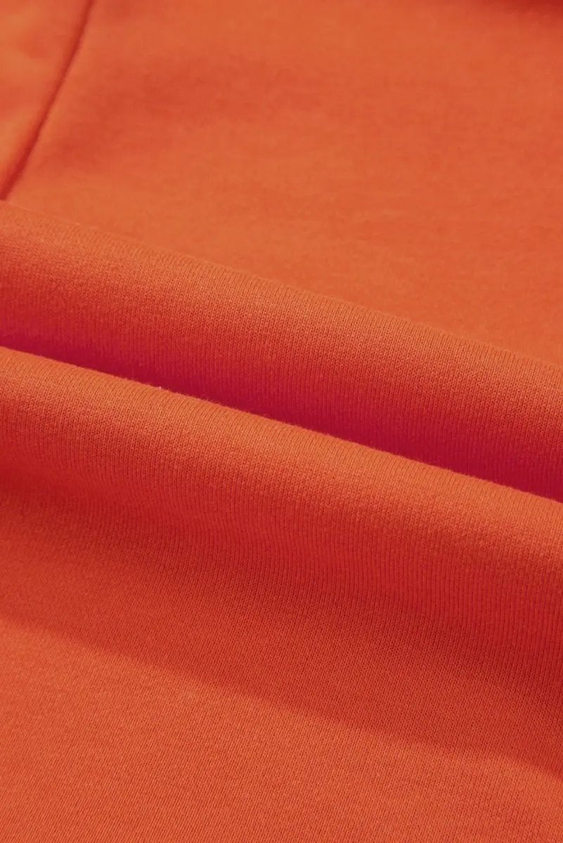 Russet Orange Two-tone Short Sleeve V Neck Patched Pocket Loose Romper - Love Salve